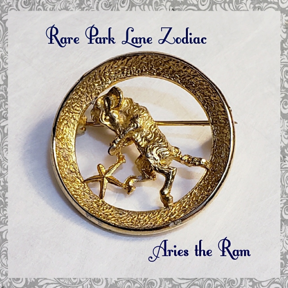 Rare Park Lane Gold  Tone Aries Zodiac Brooch